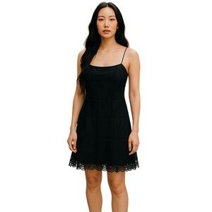 Maggie London Black Silk Lace And Mesh Cocktail Dress size 10